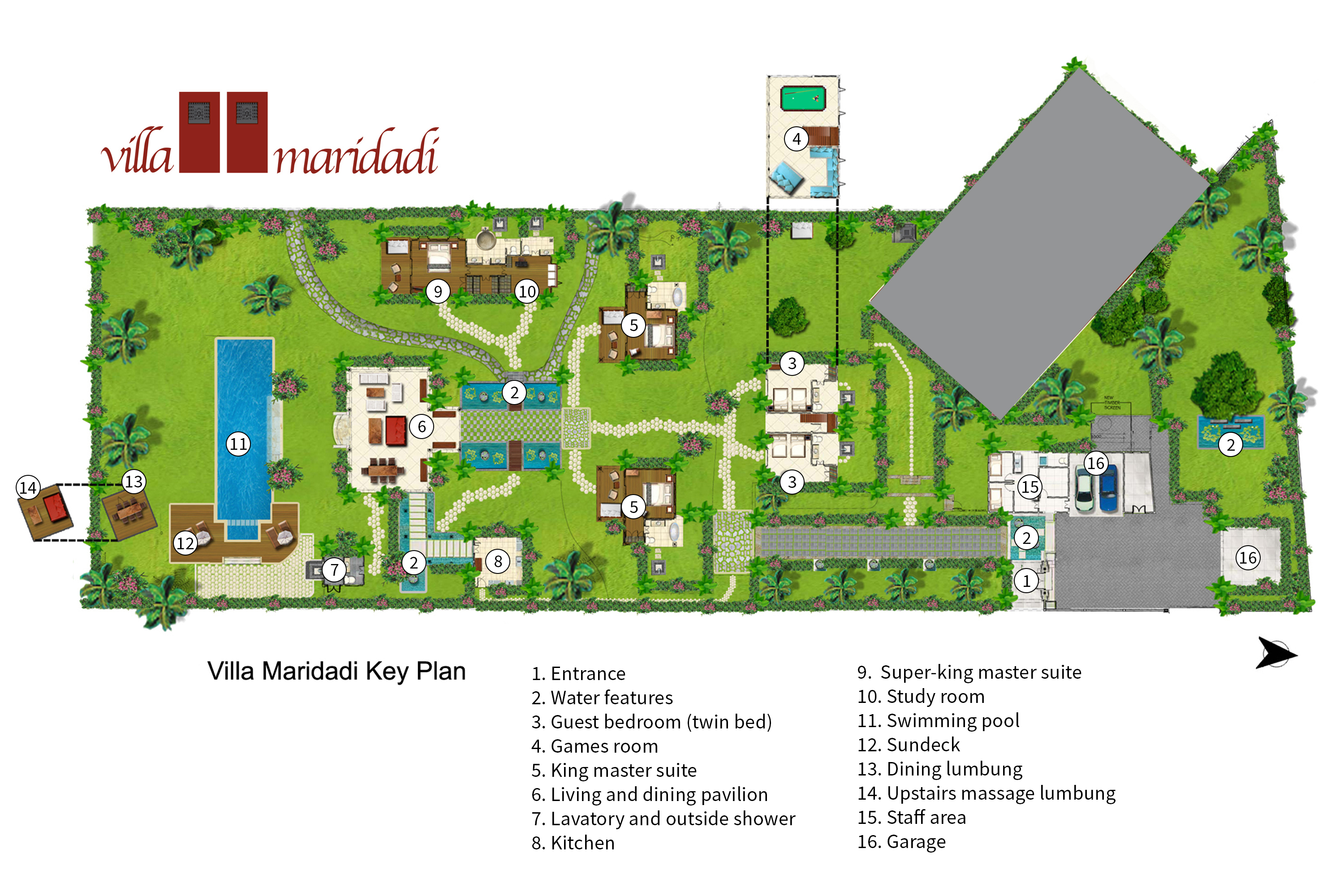 Floorplan Villa Maridadi Cemagi Beach 5 Bedroom