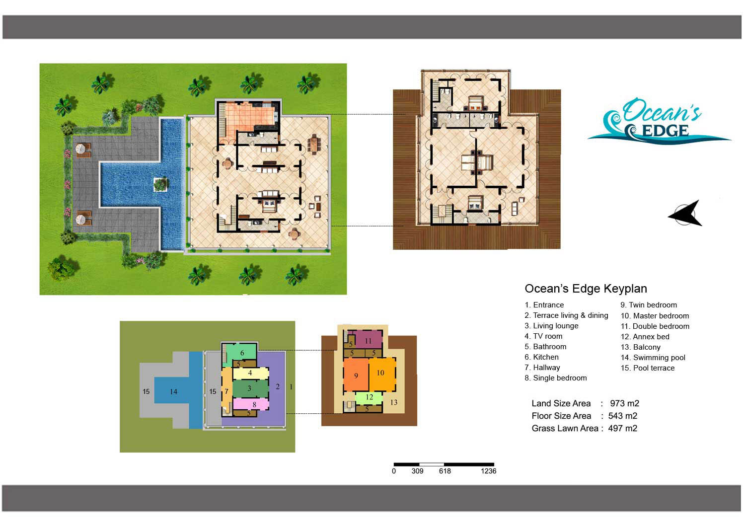 Floorplan Villa Oceans Edge Tangalle 4 Bedroom - 