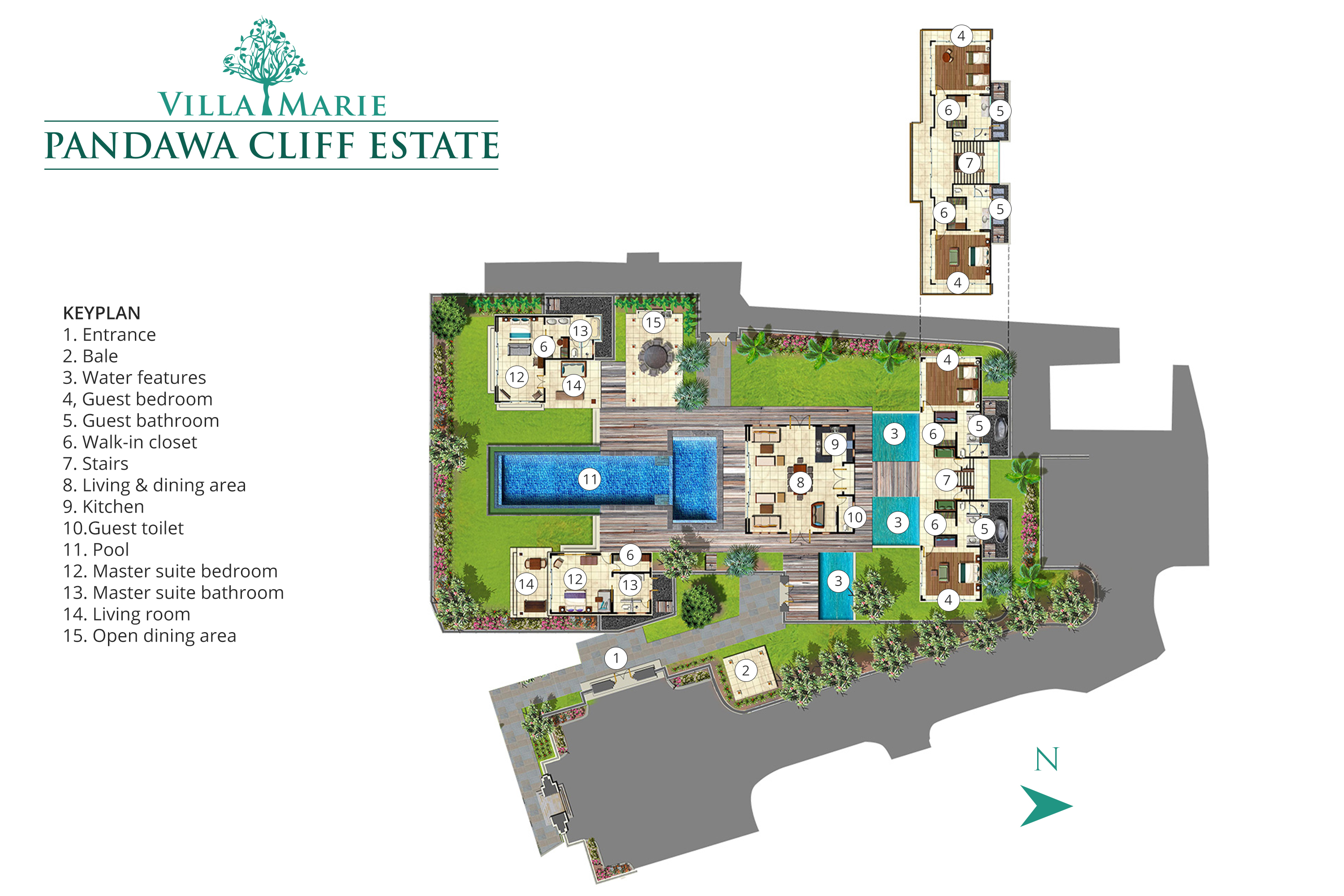 Pandawa Cliff Estate - Villa Marie - Floorplan<br />